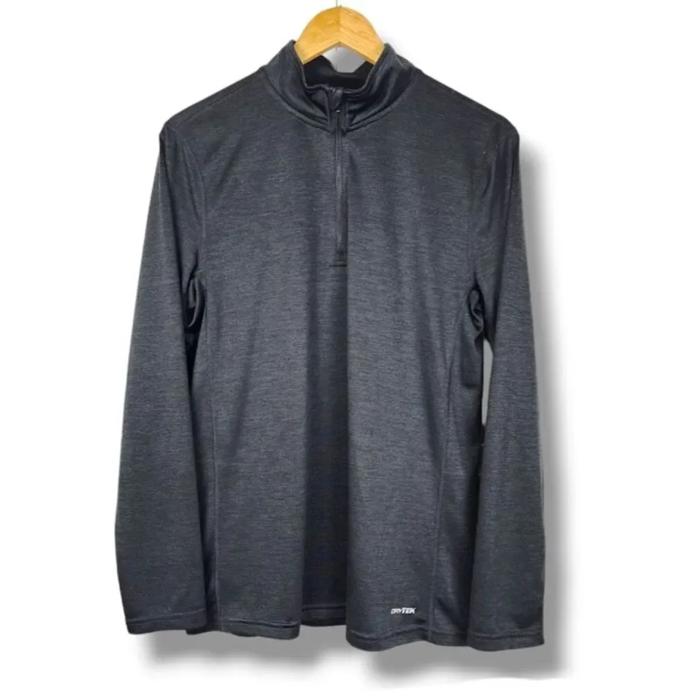Tek Gear DryTek Men Top Running Layering Shirt 1/4 Zip Pullover Charcoal - Picture 4 of 14
